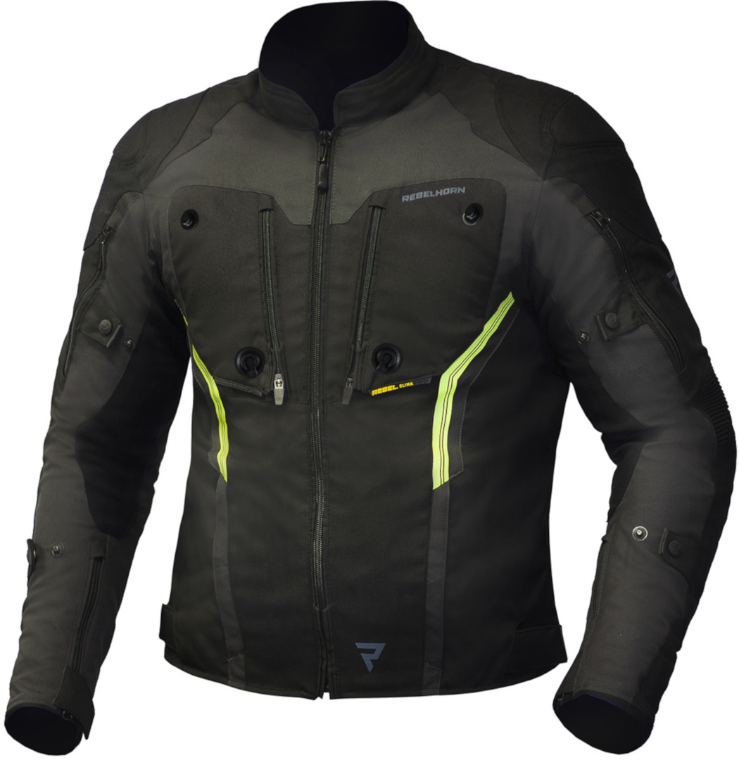 Rebelhorn Borg Motorcycle Textile Jacket black/grey/yellow L Figure 1