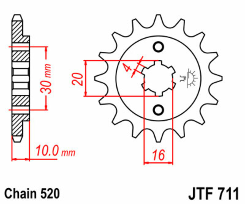 PROCHETE JT Pinionul Standard din Oțel 711 - 520 Figura 3