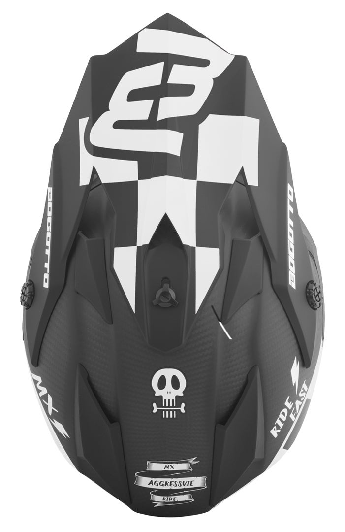 Bogotto V328 Xadrez Carbon Casco da motocross Bianco/nero M Figura 4