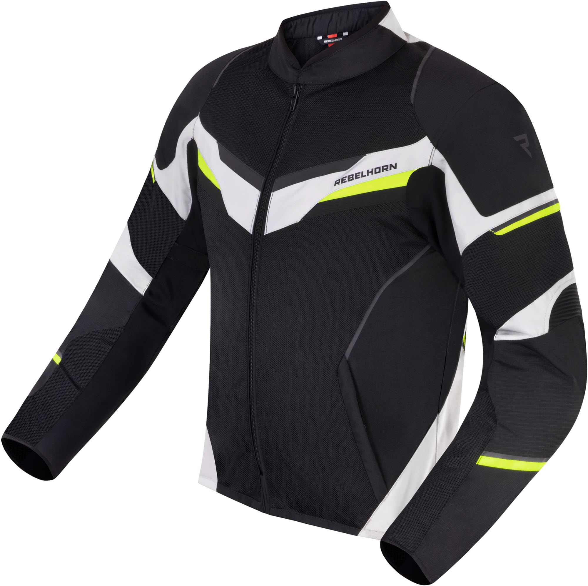 Rebelhorn Flux vattentät motorcykeltextiljacka svart/is/gul XS Figur 1