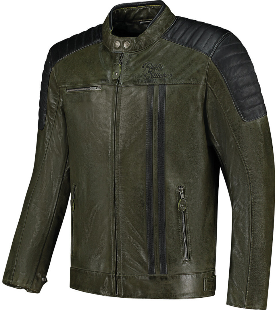 Rusty Stitches Cooper Blouson en cuir de moto Vert/Noir 4XL Figure 1