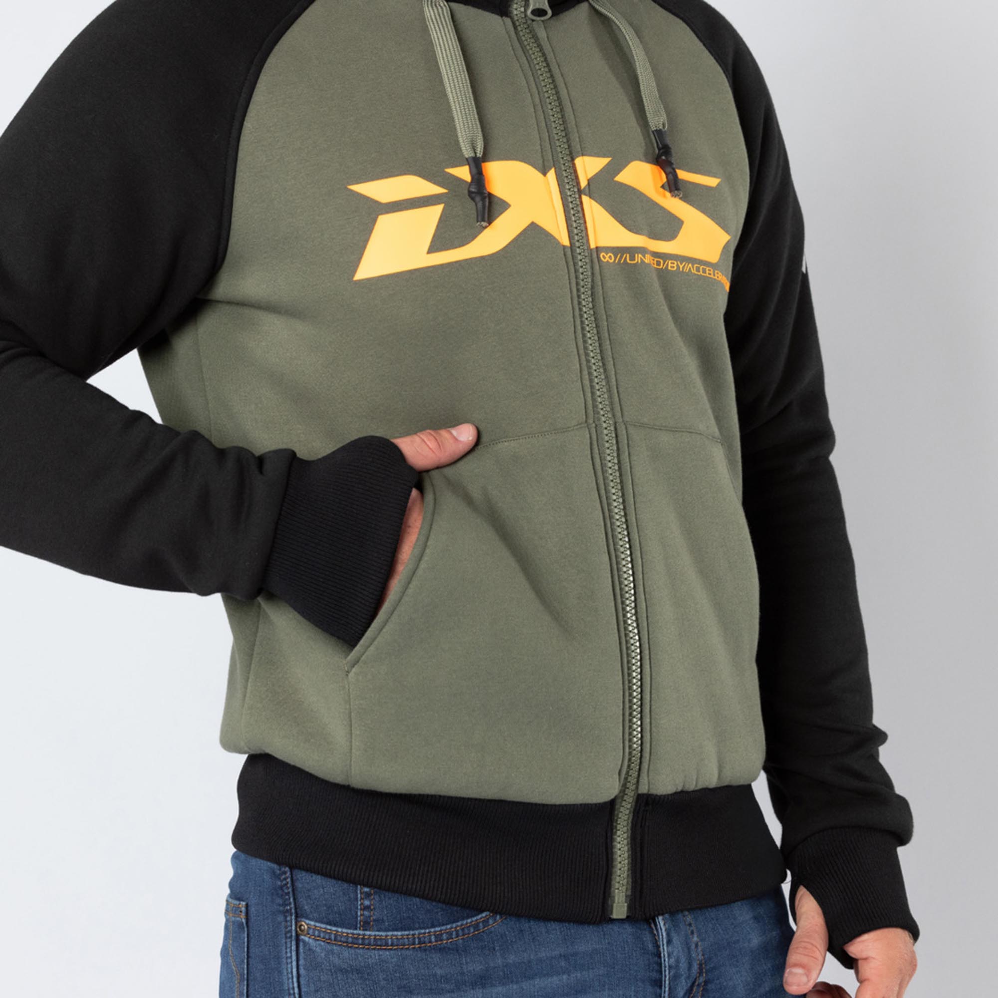 IXS Rapid 1.0 Sweat à capuche zippé de moto Vert/Orange M Figure 3