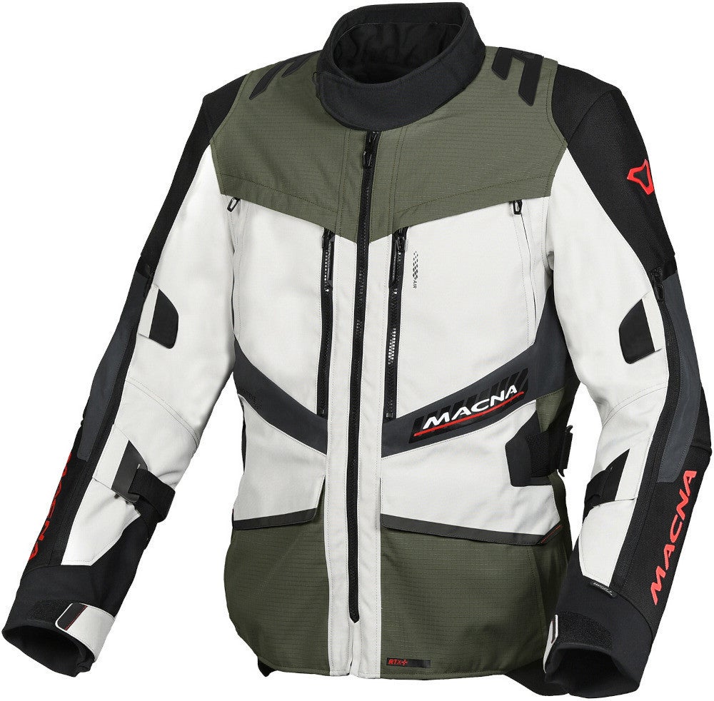 Macna Domane waterproof Motorcycle Textile Jacket light grey/green XXL Figure 1