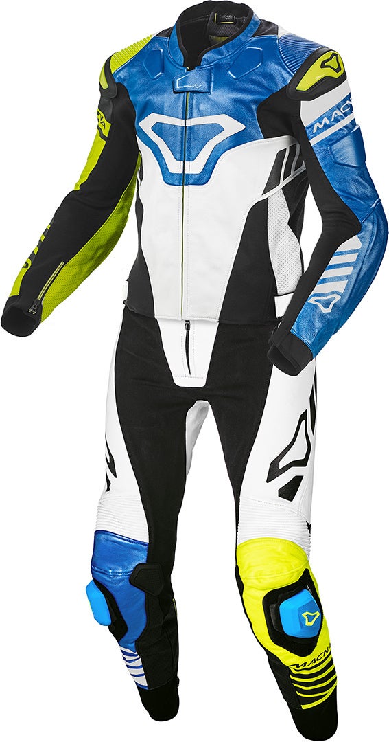 Macna Tracktix Two Piece perforated Motorcycle Leather Suit blue 50 Figure 1