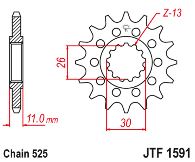 PROCHETE JT Pinion față fără zgomot din oțel 1591 - 525 Figura 1