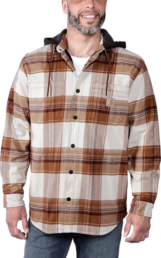 Carhartt Rugged Flex Flannel Hooded Hemd hellbraun M Abbildung 3