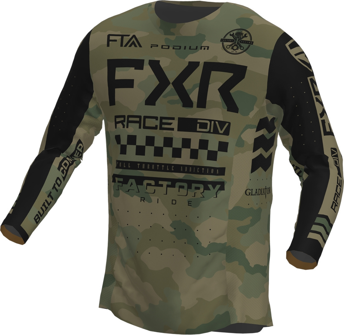 FXR Podium Gladiator 2023 Tricou de motocross Verde măsliniu/negru XS Figura 1