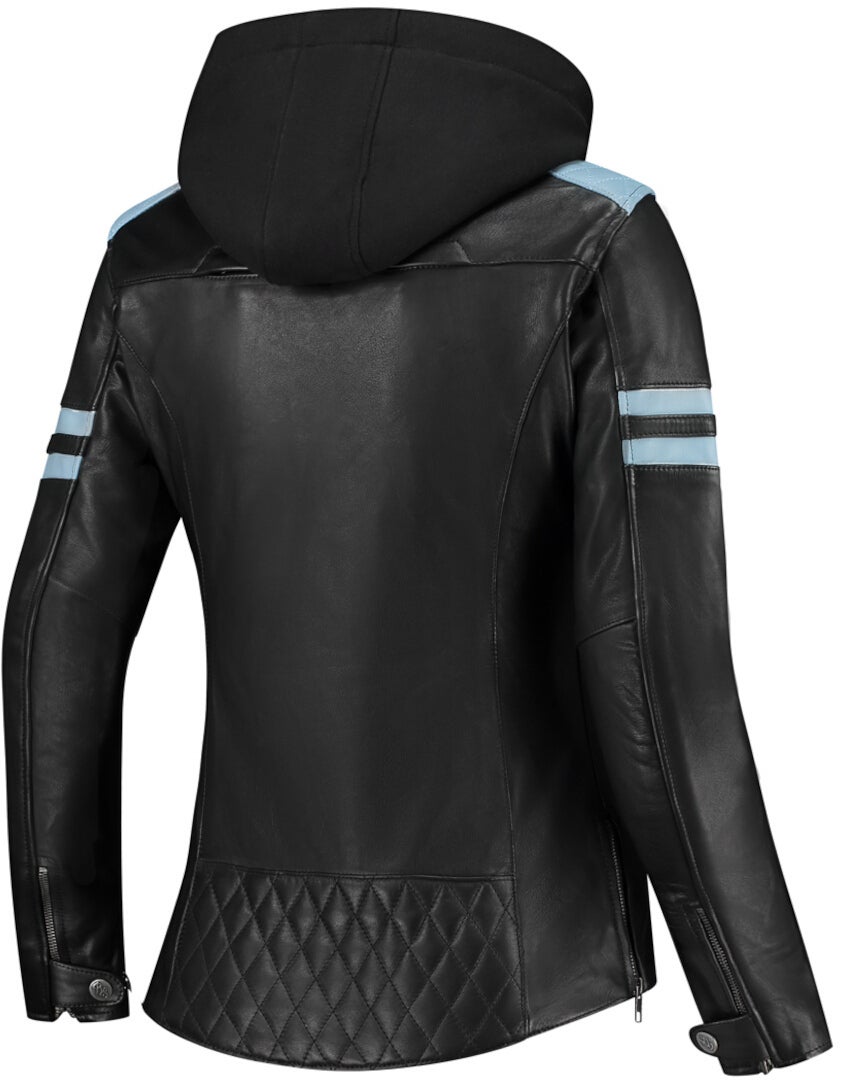 Rusty Stitches Joyce Hooded V2 Dame motorcykel læderjakke sort/blå 46 Figur 2