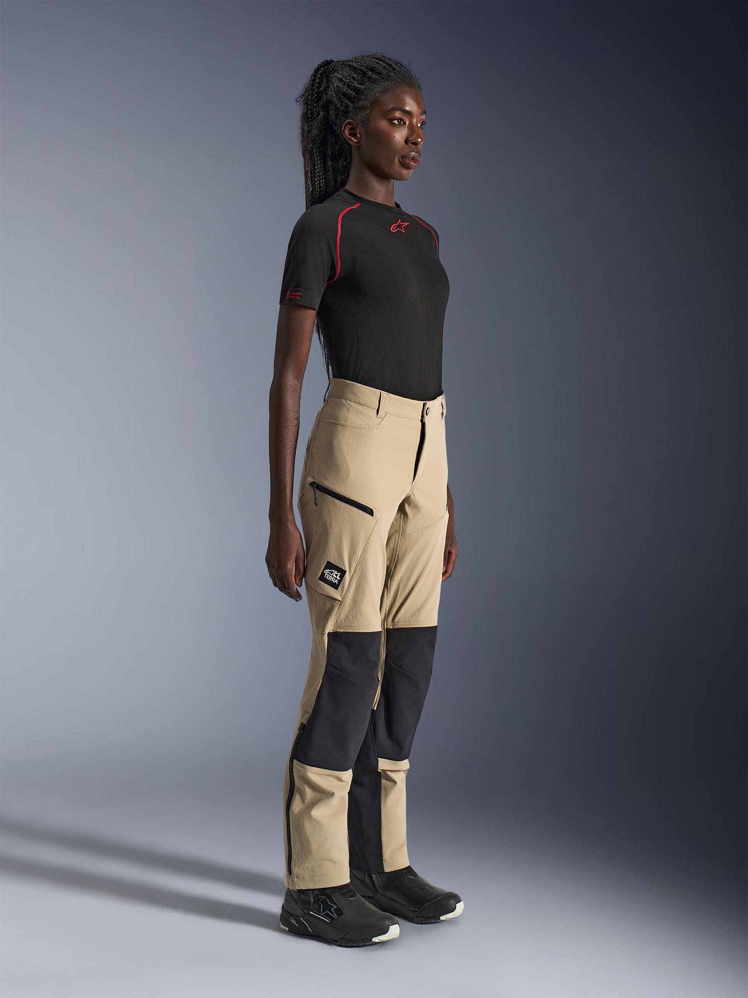 Side view of Alpinestars Stella Flex-AST Explorer Ladies Motorcycle Textile Pants