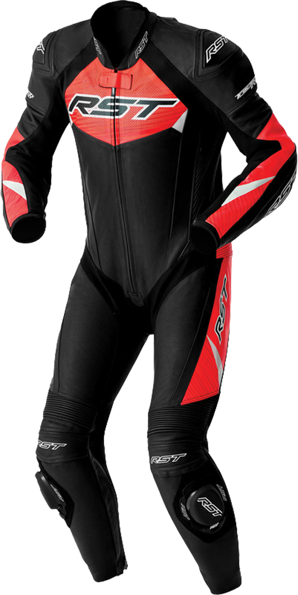RST Tractech Evo D3O perforierte 1-Teiler Motorrad Lederkombi schwarz/rot 60 Abbildung 1