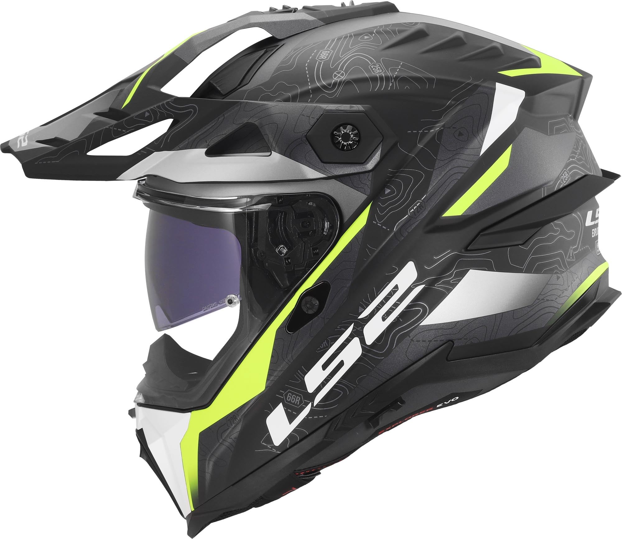 LS2 MX707 Explorer Evo Nivra Enduro-hjelm sort mat/gul L (59/60) Figur 1