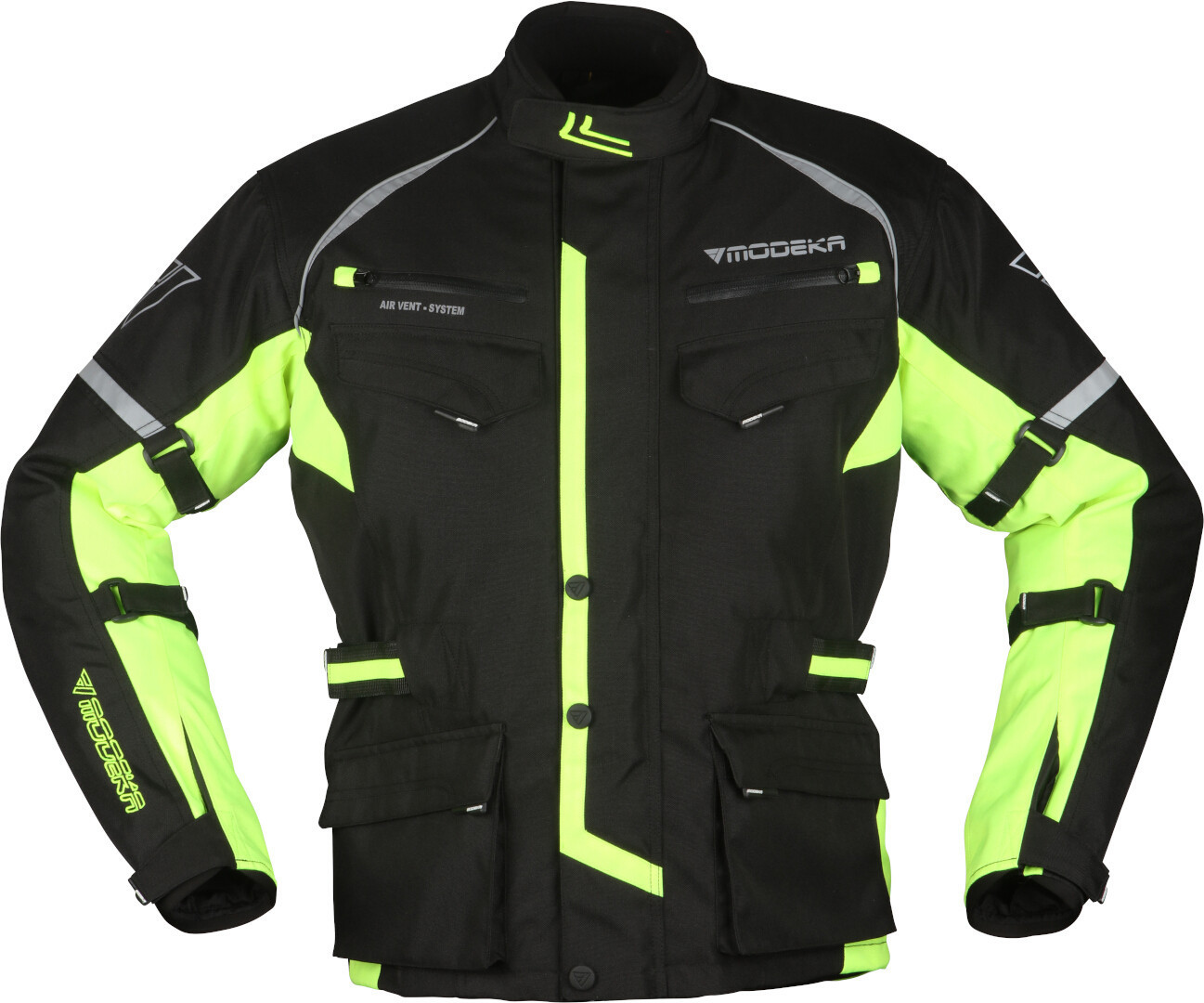 Modeka Tarex Motorcykel tekstiljakke sort/neon XL Figur 1