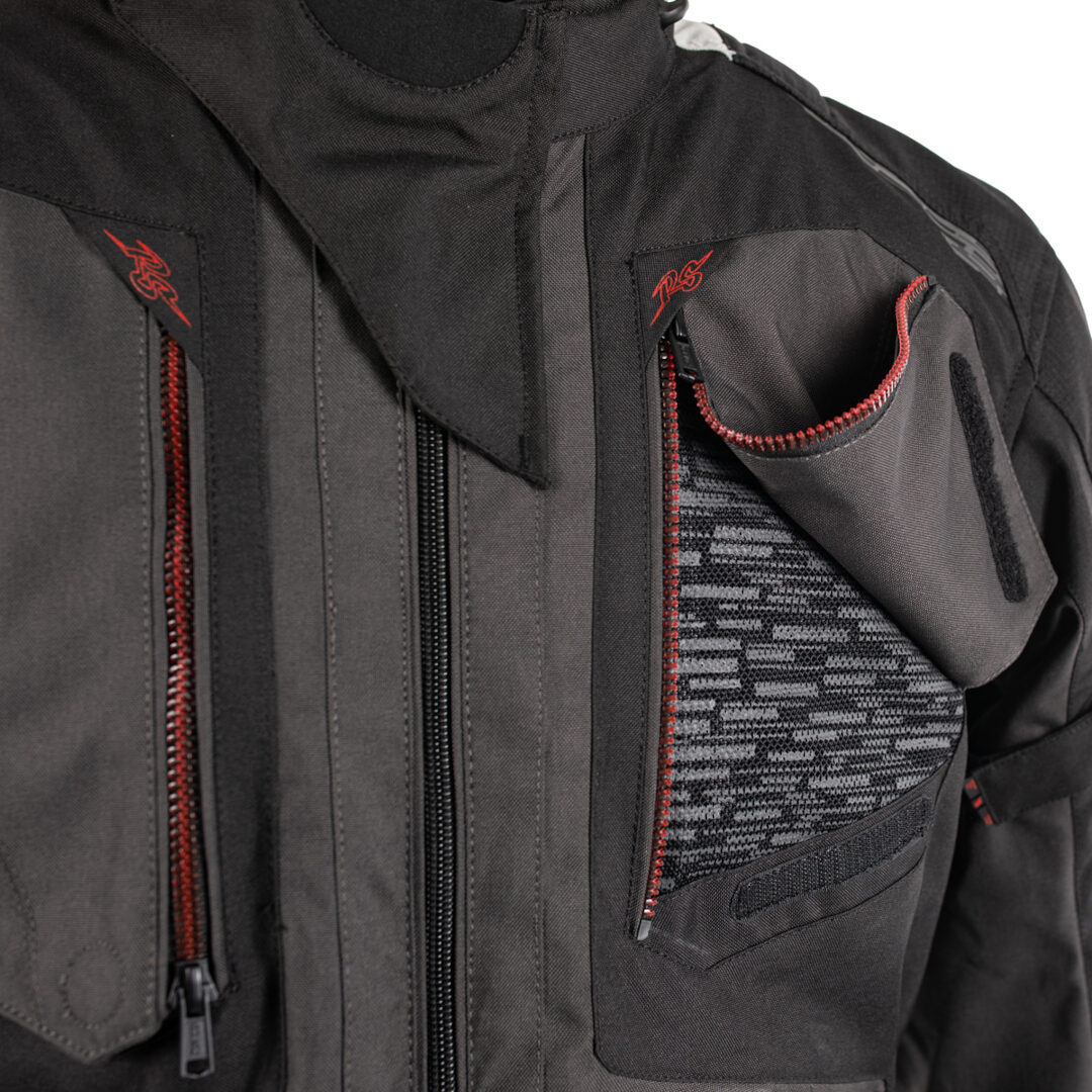 Rusty Stitches Cliff Waterproof Motorcycle Textile Jacket black/grey/red 3XL Figure 14