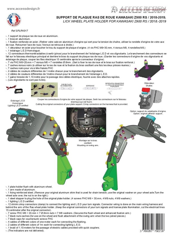 Design de acces Suport pentru plăcuțe de înmatriculare "Wheel Mounted" Kawasaki Z900RS negru Deținătorul plăcuței de înmatriculare Figura 7
