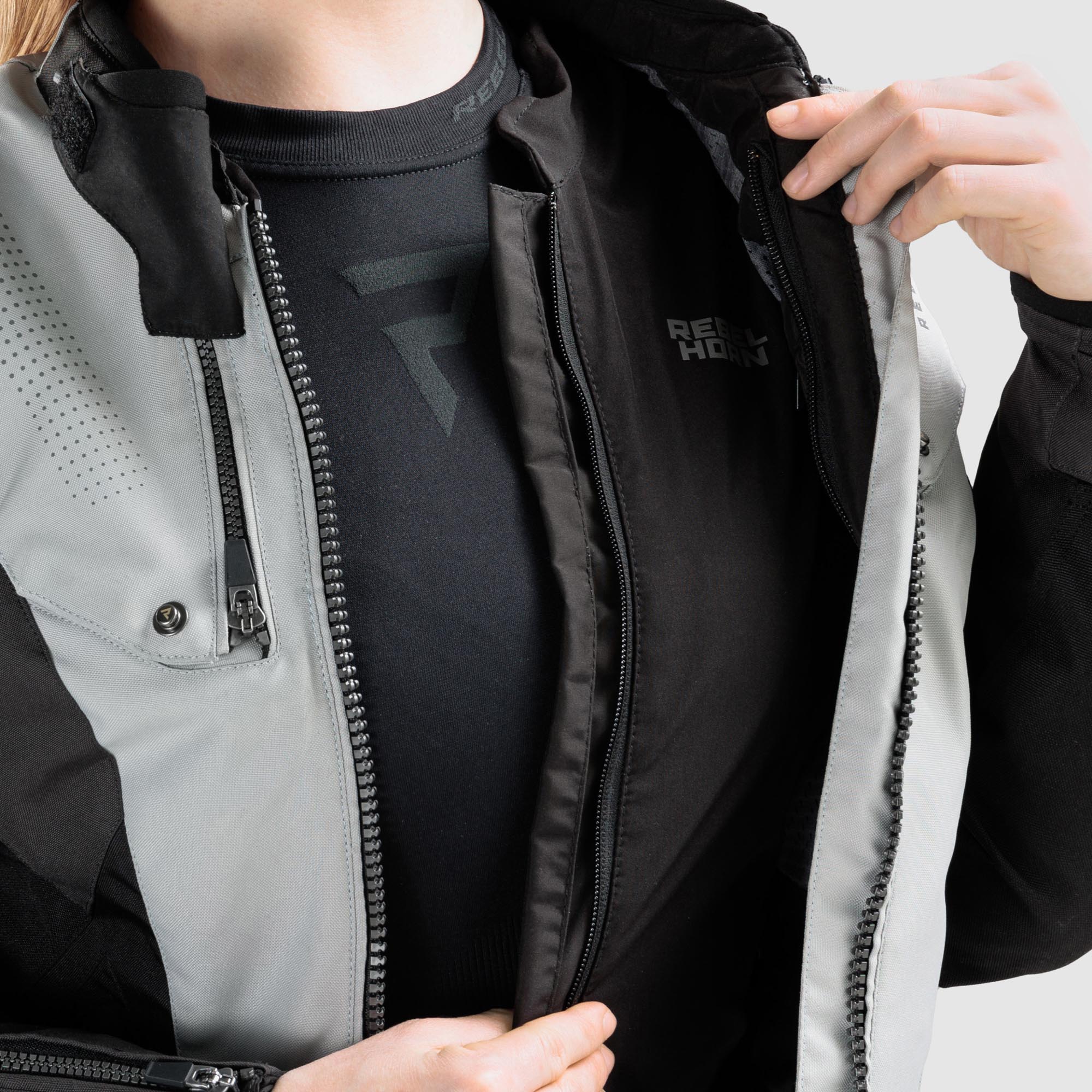 Side view of Rebelhorn Hiker 4 waterproof Ladies Motorcycle Textile Jacket