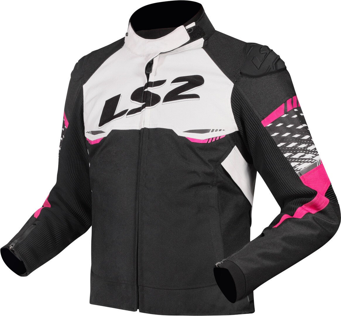 LS2 Apex wasserdichte Damen Motorrad Textiljacke schwarz/weiß/pink XL Abbildung 1