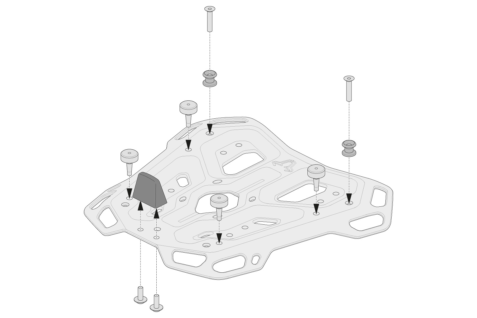 Kit adaptor SW-Motech pentru ADVENTURE-RACK - Negru. Pentru Givi/Kappa Monokey. Figura 2