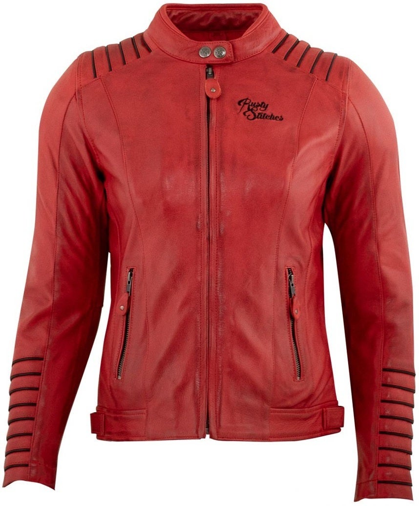 Rusty Stitches Amanda Giacca donna moto in pelle rosso/nero 42 Figura 1