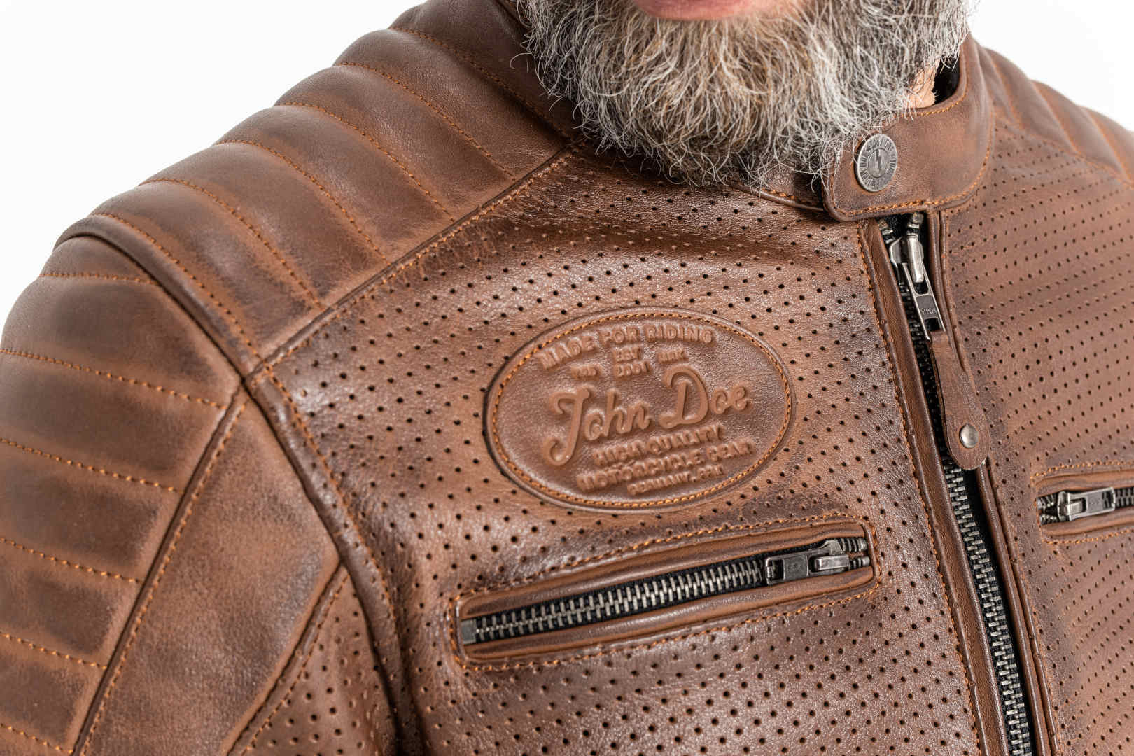 John Doe Storm Motorcycle Leather Jacket brown XXL Figure 5
