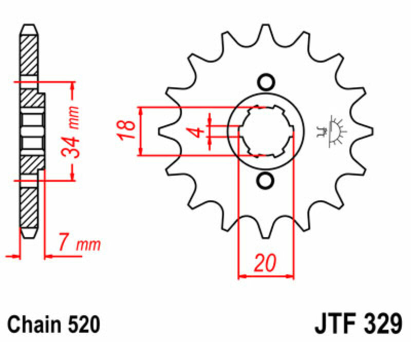 JT SPROCKETS Standard stålhjul 329 - 520 Figur 3