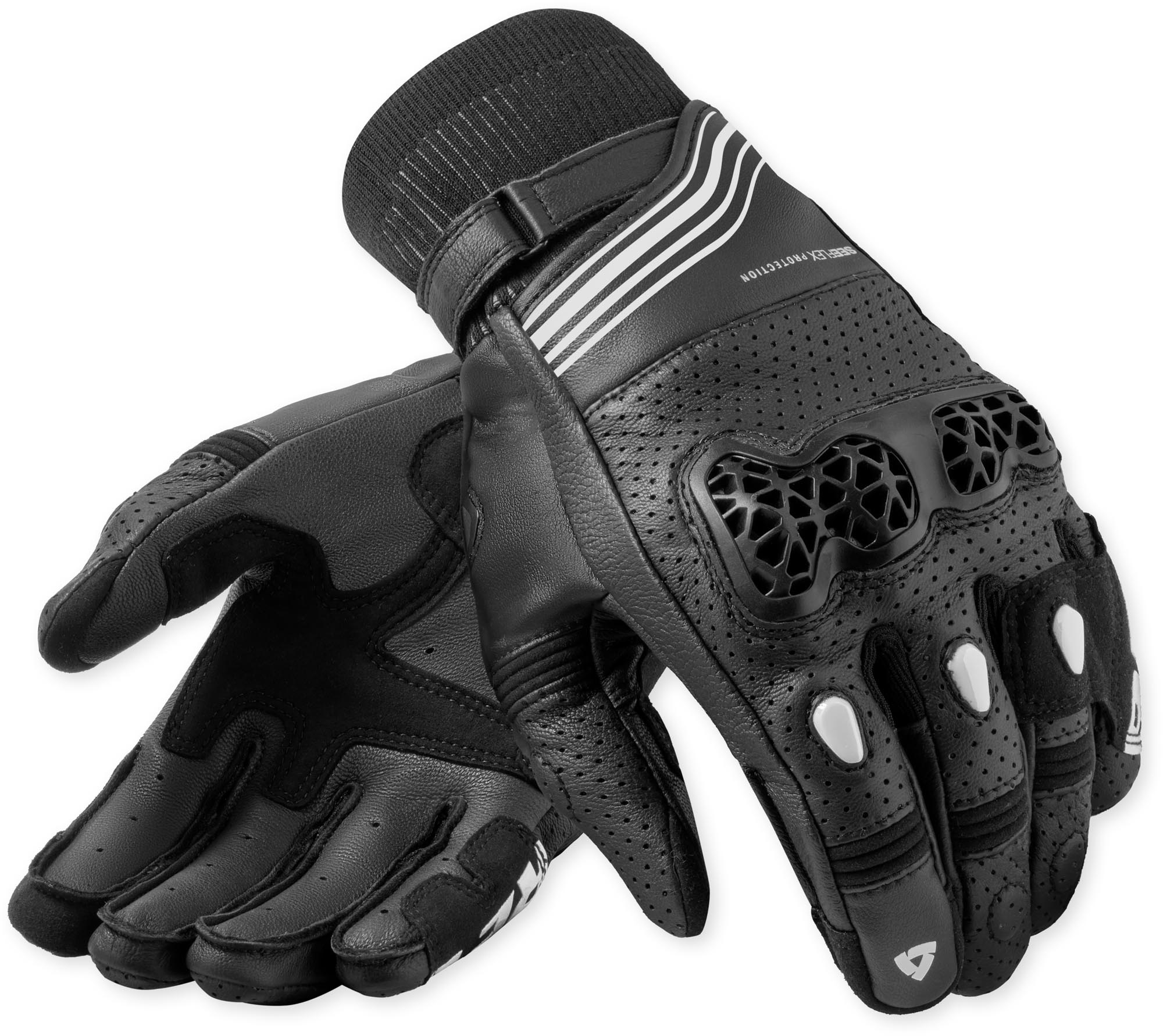 Revit Positron perforated Motorcycle Gloves black/white M Figure 1