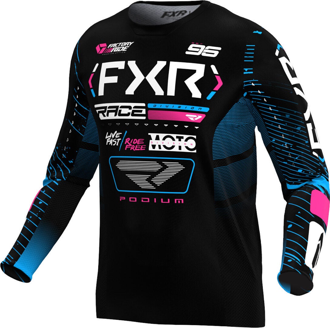 Fxr Men's Black/Blue/Hotpink Podium 2025 Motocross Jersey