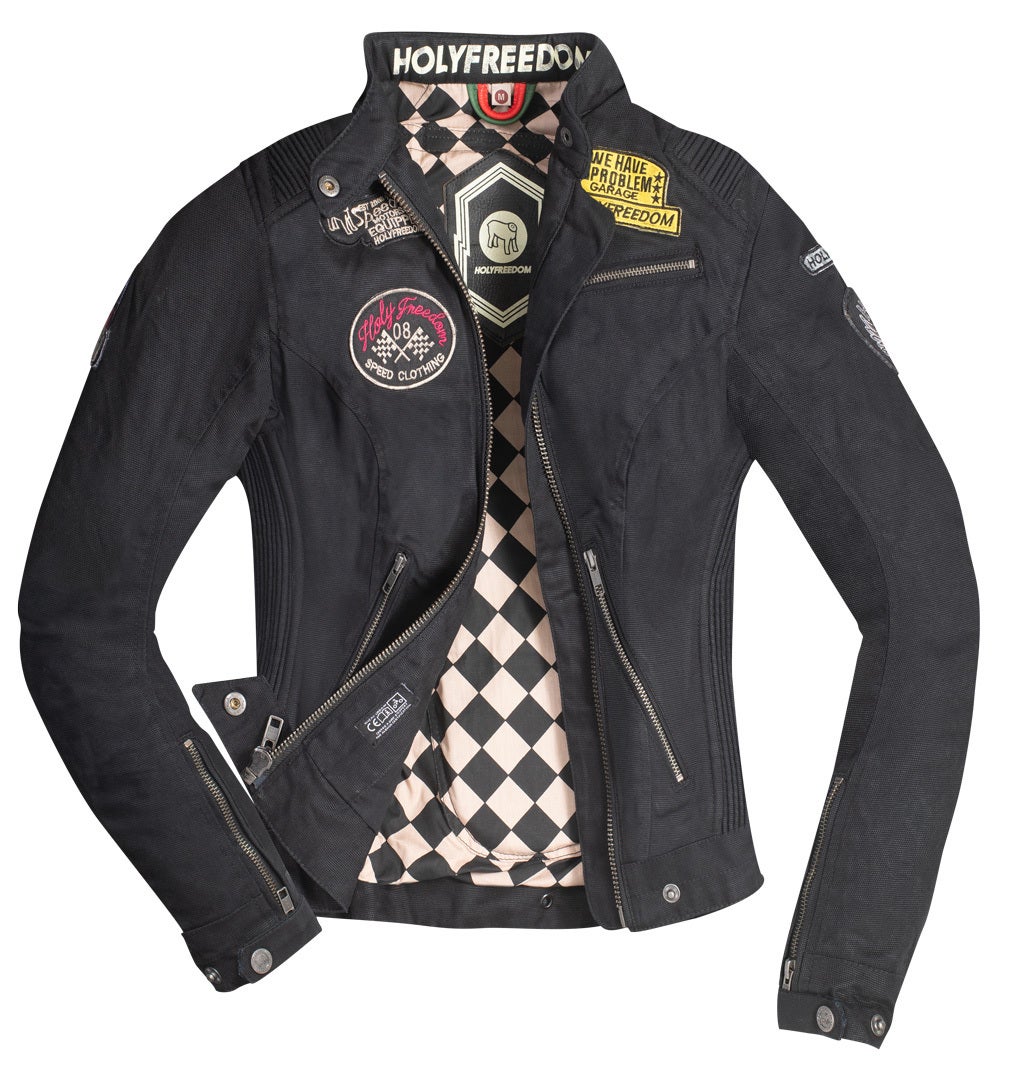 HolyFreedom Quattro Waxed Dame motorcykel tekstiljakke Sort M Figur 2