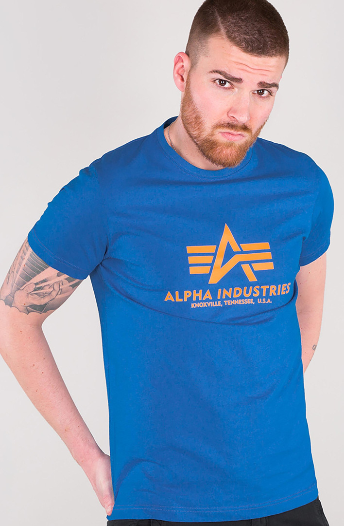 Alpha Industries Basic T-Shirt blauw/oranje M Figuur 3