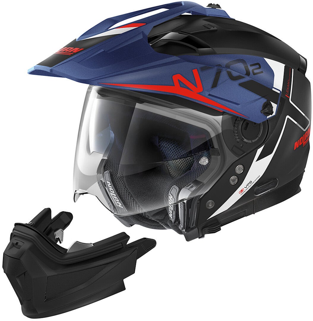 Nolan N70-2 X Bungee N-Com Hjelm sort mat/blå M (58) Figur 3