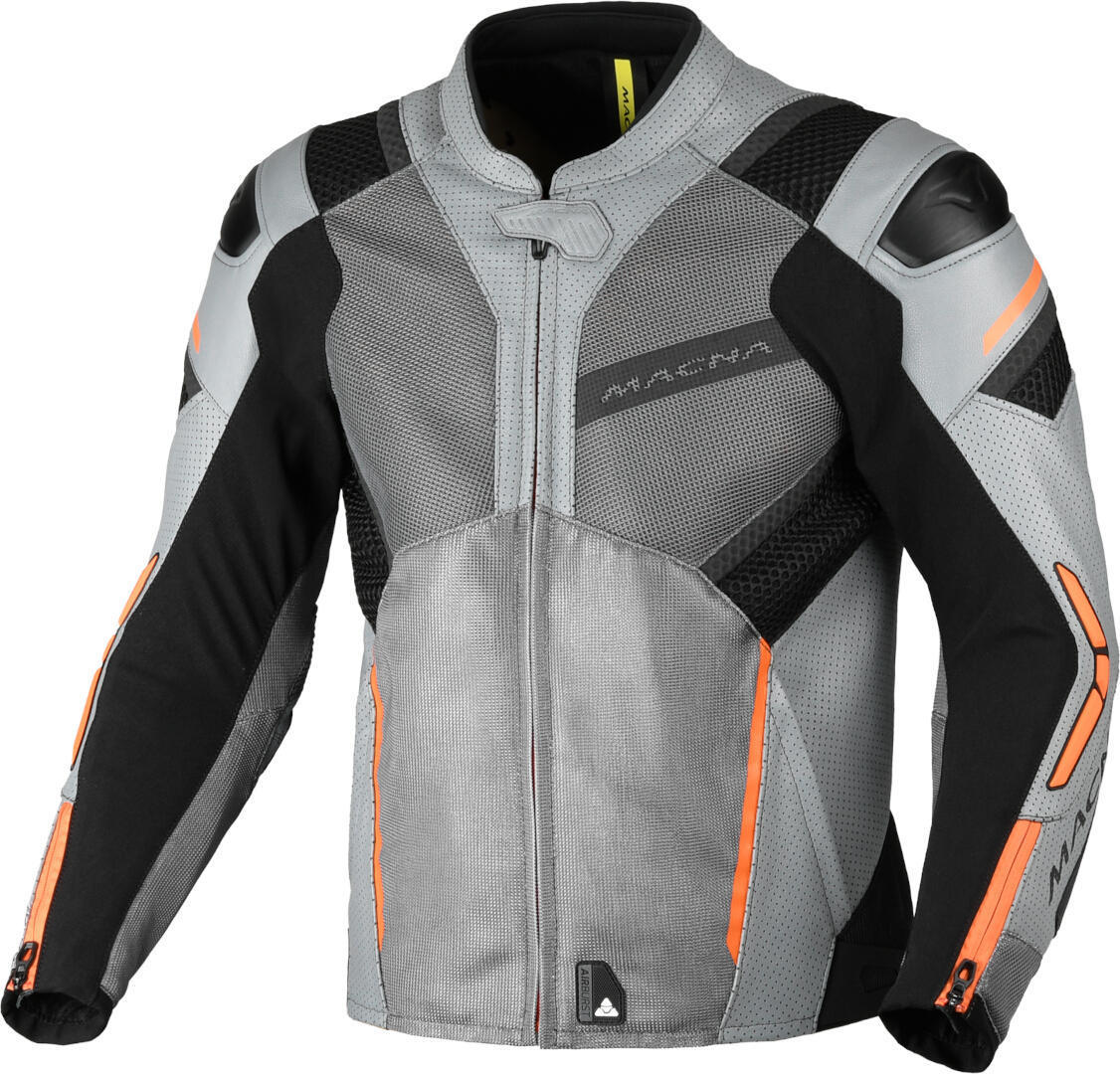 Macna Galvic perforated Motorcycle Leather/Textile Jacket black/grey/orange 58 Figure 1