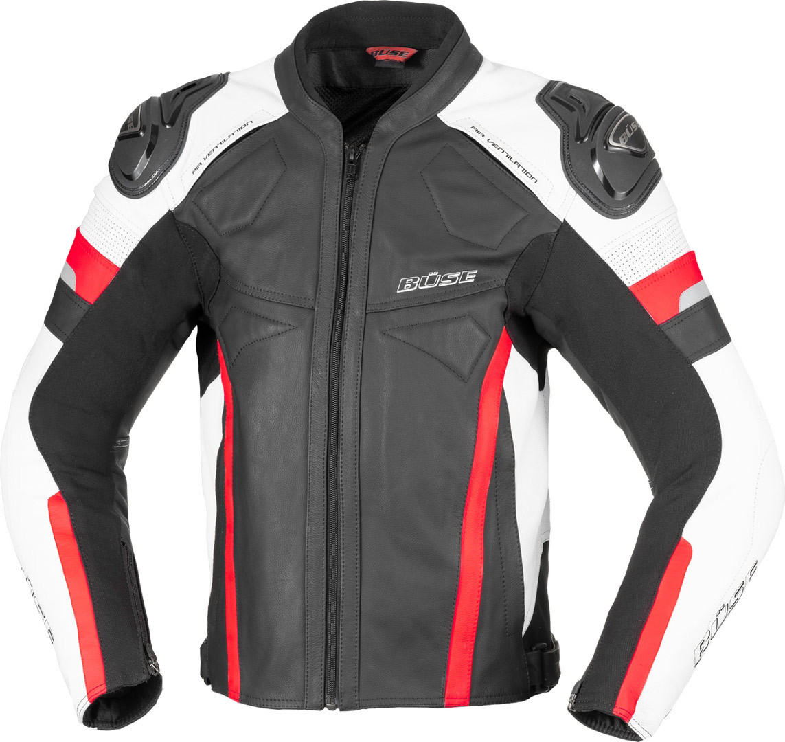 Büse Monza Motorfiets lederen jas zwart/wit/rood 54 Figuur 1