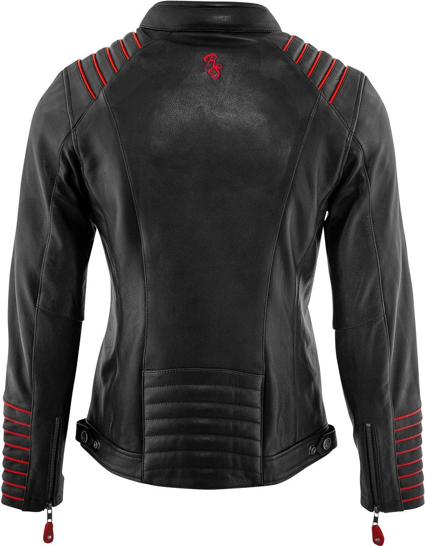 Rusty Stitches Amanda Dames Motorfiets Lederen Jas Zwart/Rood 40 Figuur 3