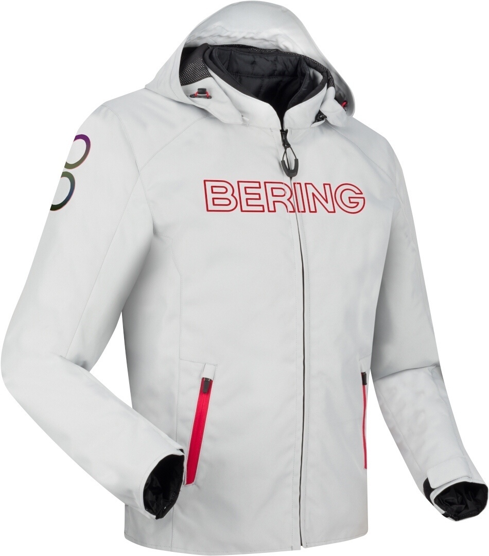 Bering Warwick wasserdichte Motorrad Textiljacke hellgrau/rot M Abbildung 1
