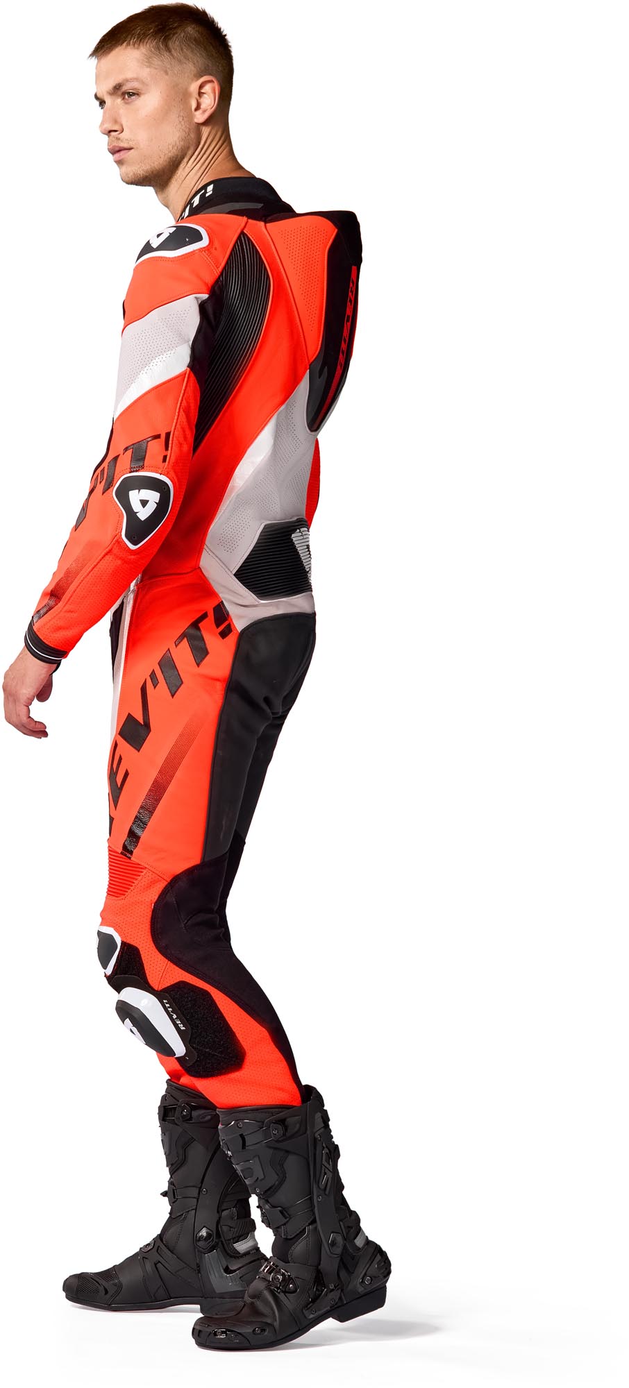 Revit Hyperspeed 3 Perforeret Ét Stykke Motorcykellæderdragt lysegrå/rød 56 Figur 6
