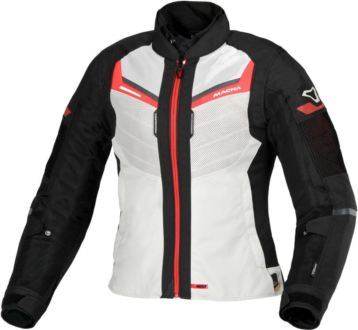 Macna Tondo waterproof Ladies Motorcycle Textile Jacket light grey/black/red XXL Figure 1