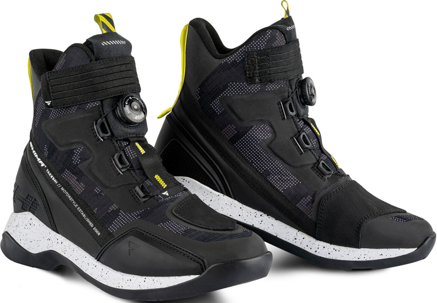 SHIMA Takeshi Botas de Motocicleta preto/branco/amarelo 41 Figura 1