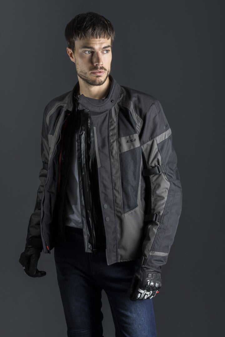LS2 Scout Chaqueta textil de moto impermeable negro/gris oscuro XXL Figura 3