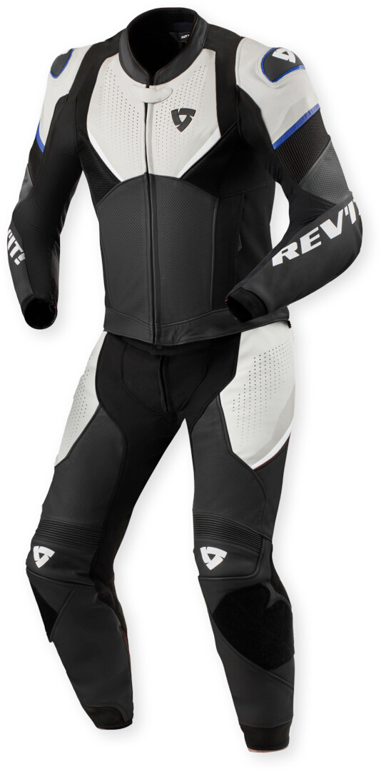 Revit Beta 2 Costum de piele de motocicletă perforat în două piese Gri deschis/negru/alb 52 Figura 1
