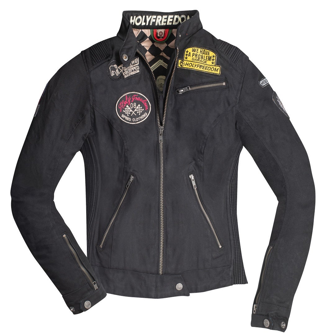 HolyFreedom Quattro Waxed Dame motorcykel tekstiljakke Sort M Figur 1