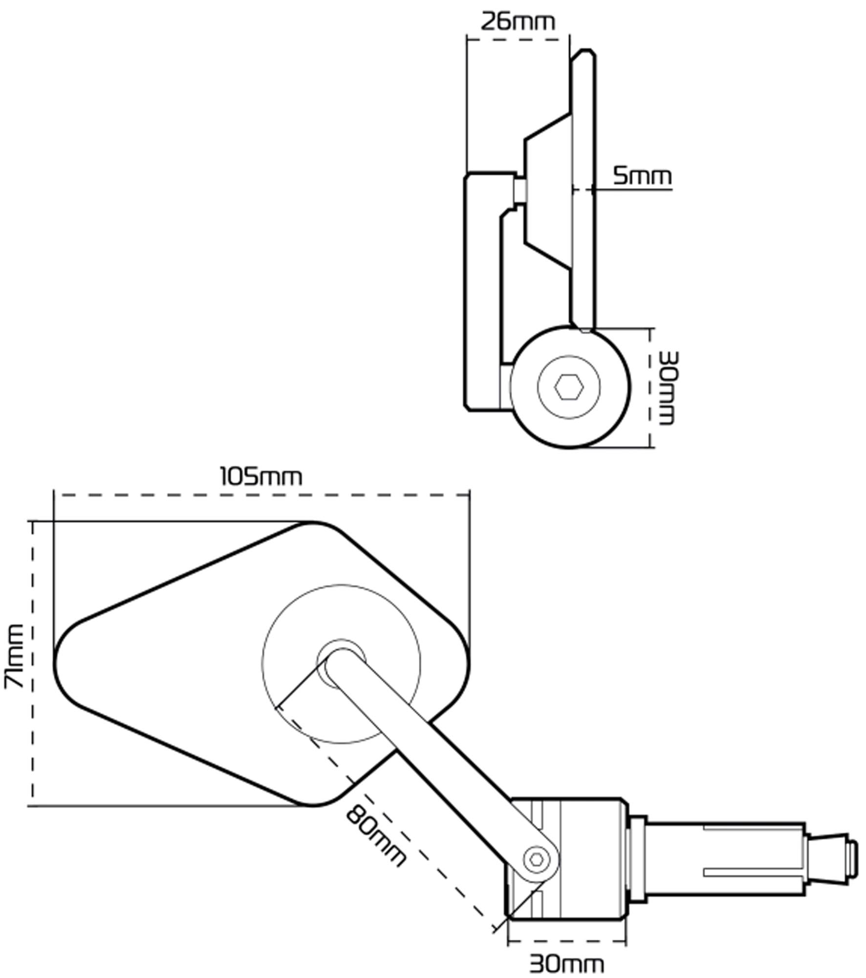 Oxford Arrow 360 Bar End Mirror Figure 2