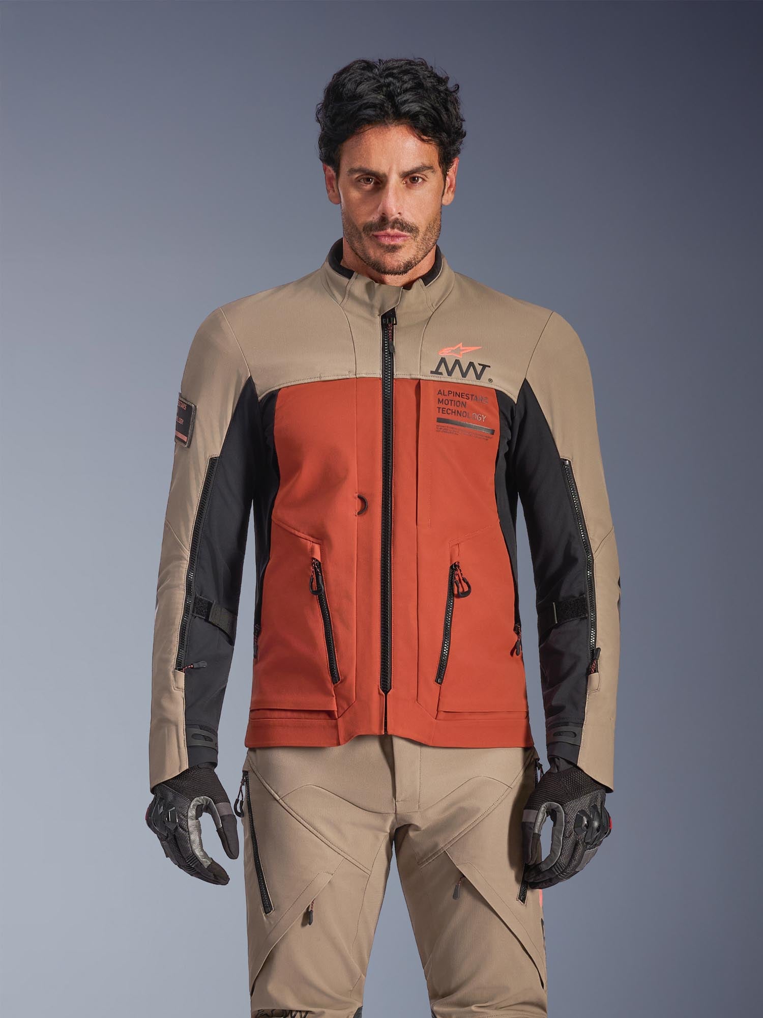 Side view of Alpinestars AMT-8 Stretch Drystar XF waterproof Motorcycle Textile Jacket
