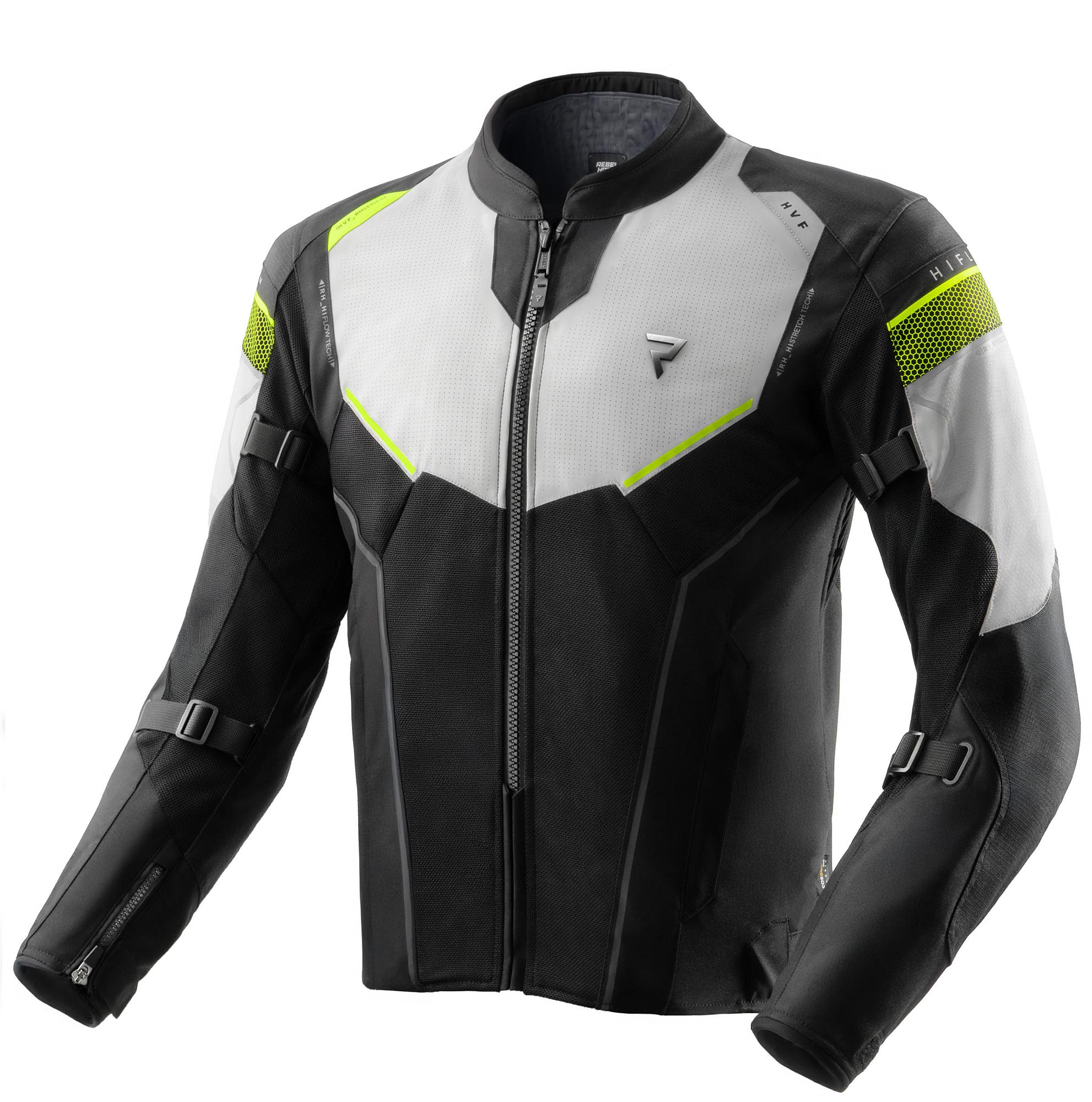 Rebelhorn Hiflow 5 vattentät motorcykeltextiljacka svart/grå/gul XS Figur 1