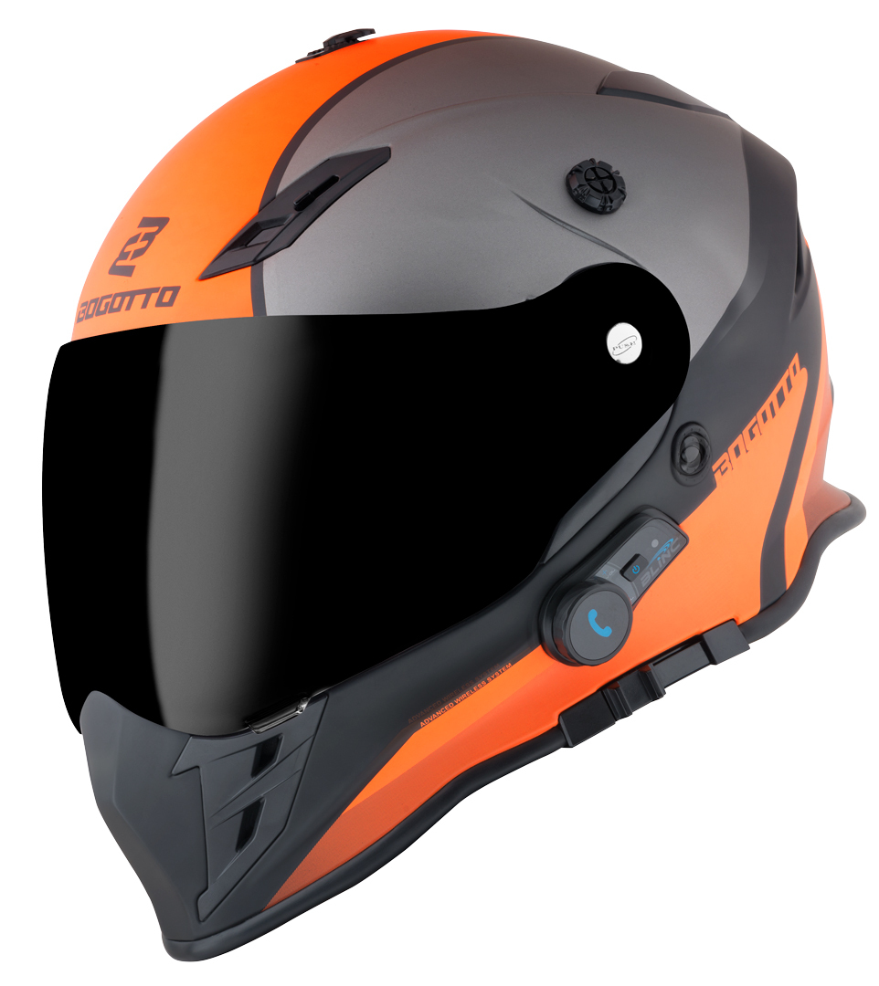 Bogotto H331 BT Tour EVO Bluetooth Cască Enduro Negru mat/gri/portocaliu XS Figura 3