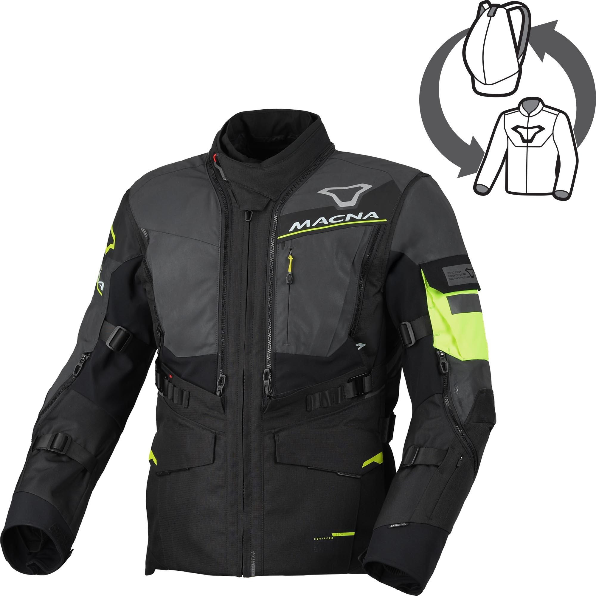 Macna Flexodus NightEye Veste textile moto imperméable XL Figure 1
