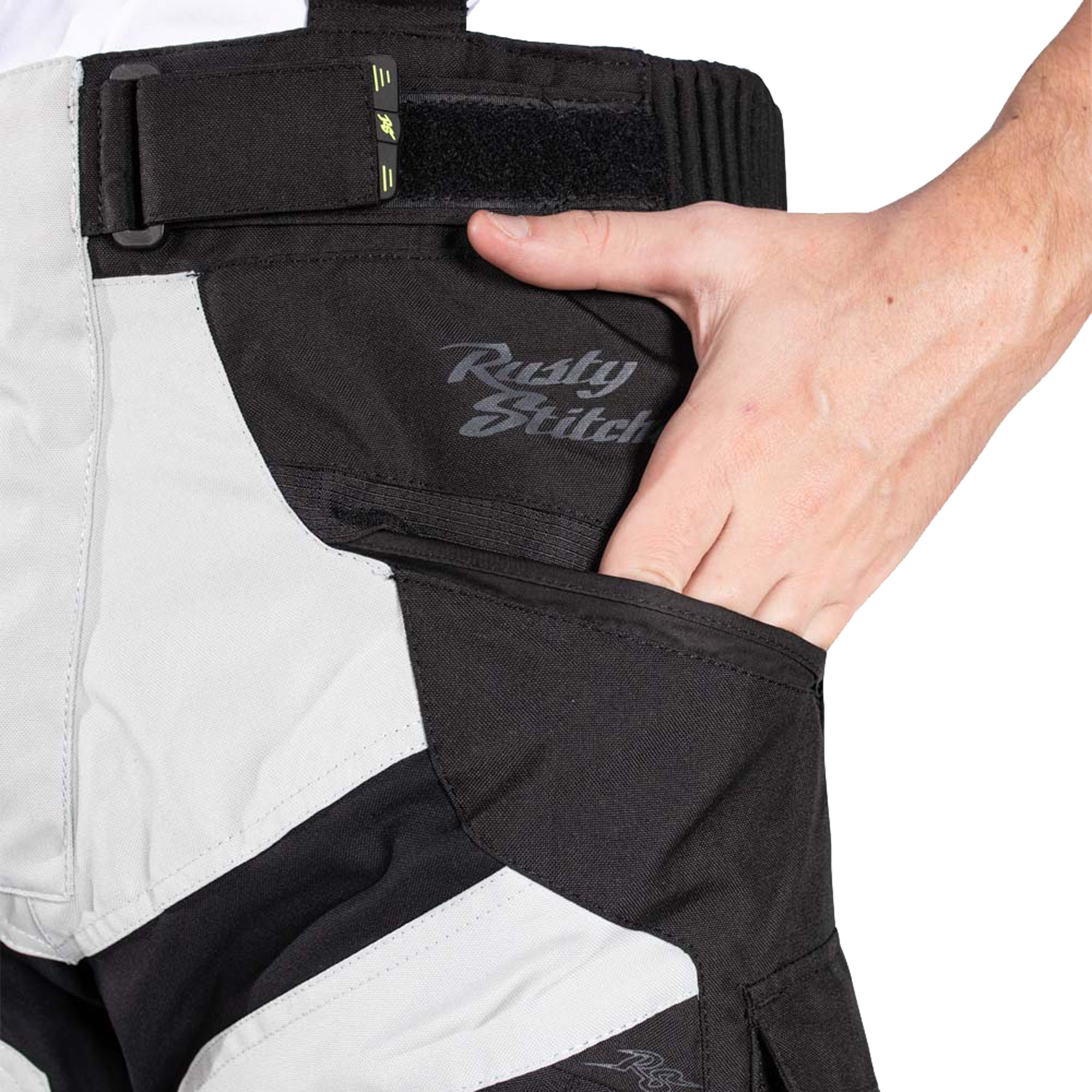 Rusty Stitches Cliff Waterproof Motorcycle Textile Pants light grey/black M Figure 3