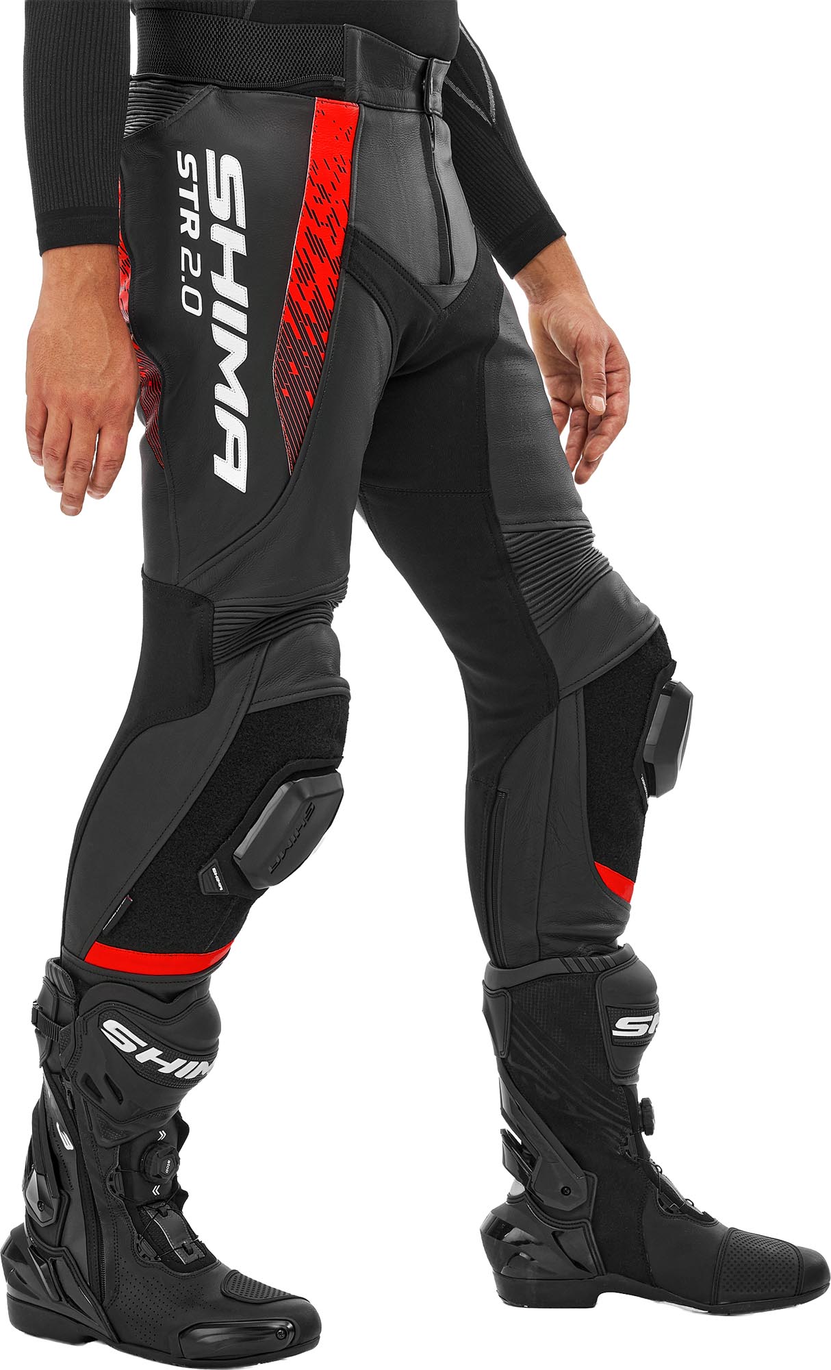 SHIMA STR 2.0 Motorrad Lederhose schwarz/rot/fluo-dunkelrot 60 Abbildung 4