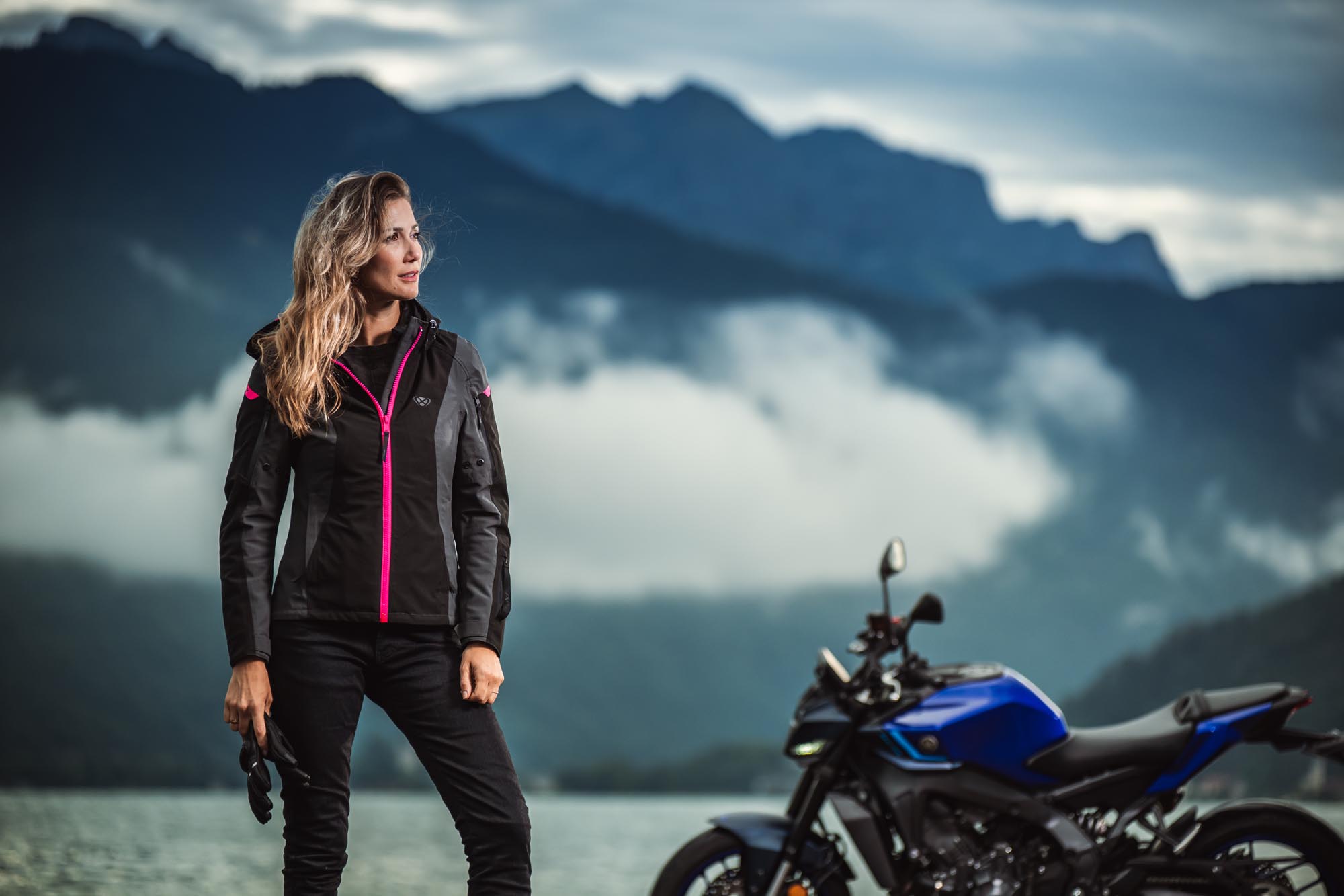 Ixon Burning Dame motorcykel tekstiljakke sort/grå/pink XL Figur 5