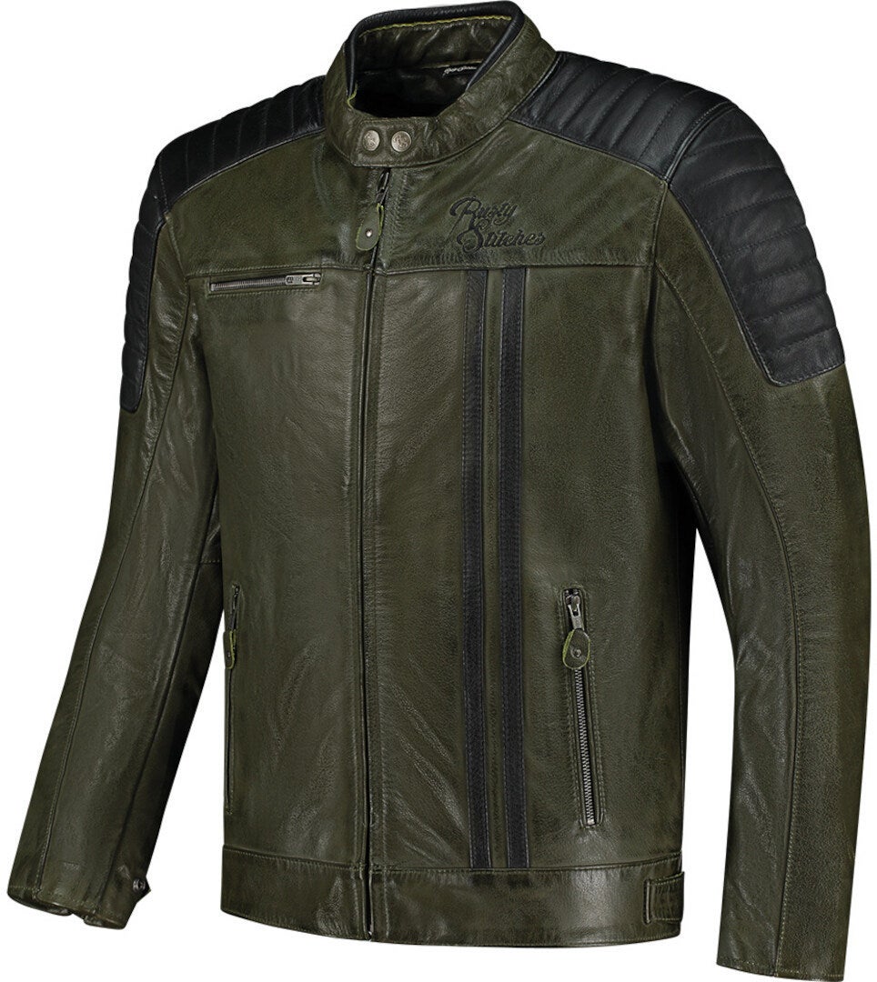 Rusty Stitches Cooper Blouson en cuir de moto Vert/Noir XXL Figure 1