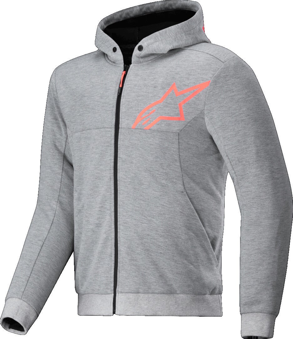 Alpinestars Men's Grey/Red Chrome V2 Sport Motorcycle Zip Hoodie