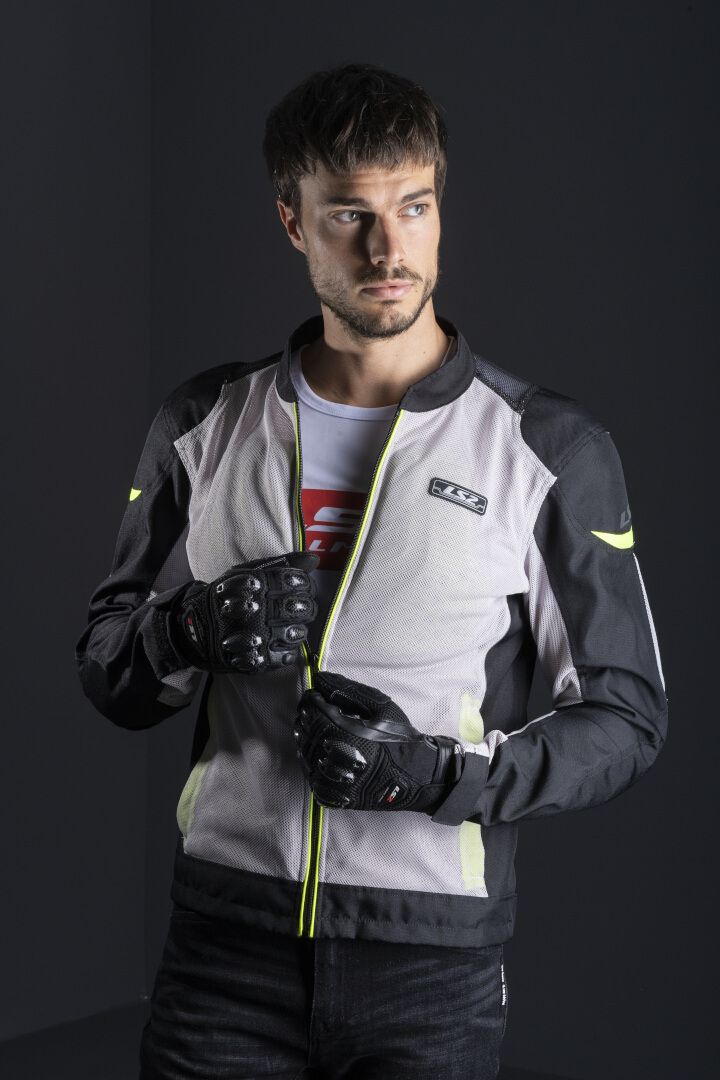 LS2 Airy Motorrad Textiljacke hellgrau/schwarz/neon-gelb M Abbildung 4